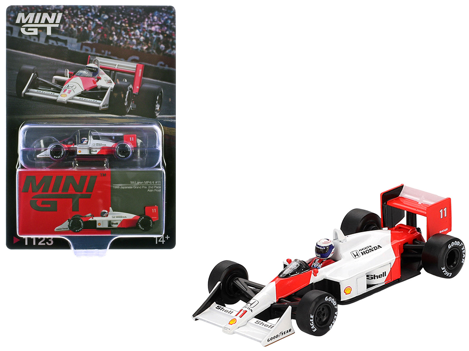 Mini GT McLaren MP4/4 Alain Prost Japanese GP 1988 1/64 MGT01123