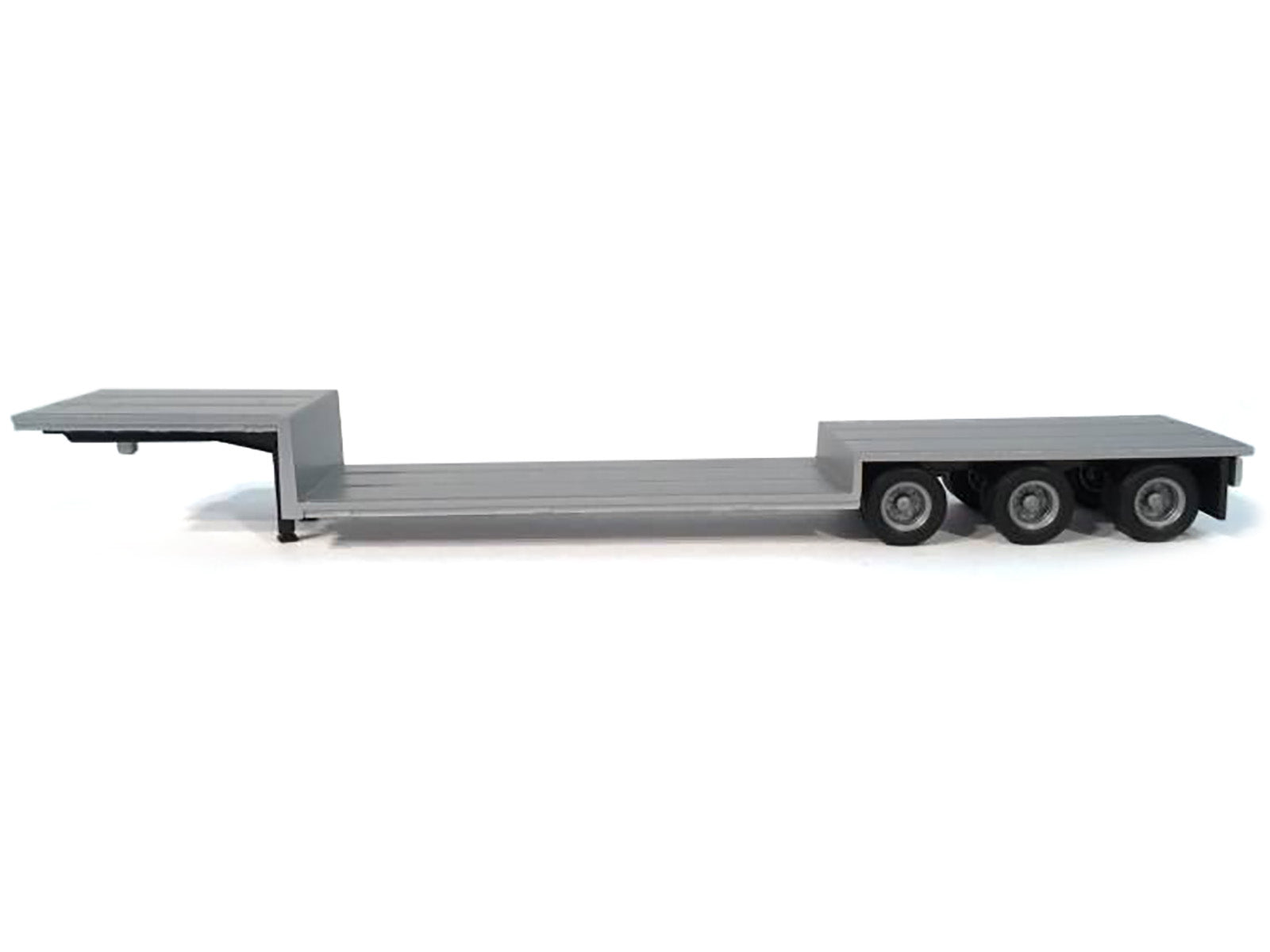 3-Axle Double-Drop Flatbed Trailer Silver Top 1/87 (HO) Plastic Model by Promotex - image 2