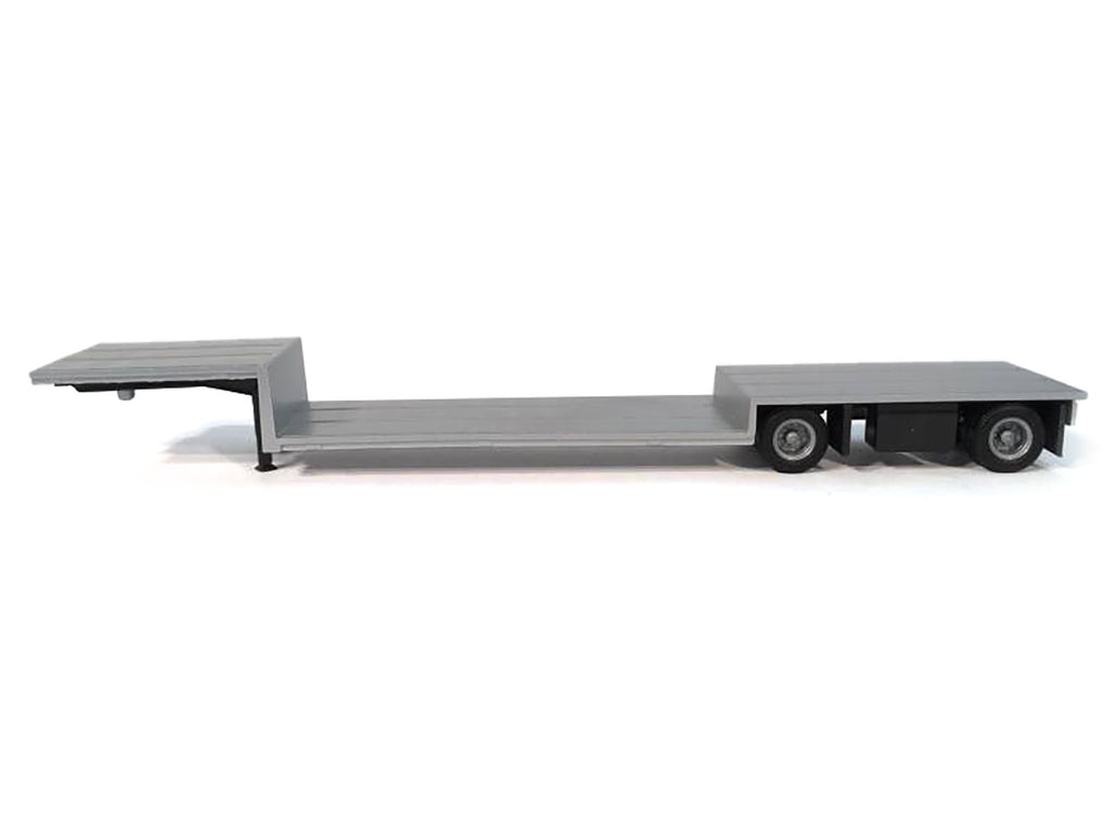 Spread Axle Double-Drop Flatbed Trailer Silver Top 1/87 (HO) Plastic Model by Promotex - image 2