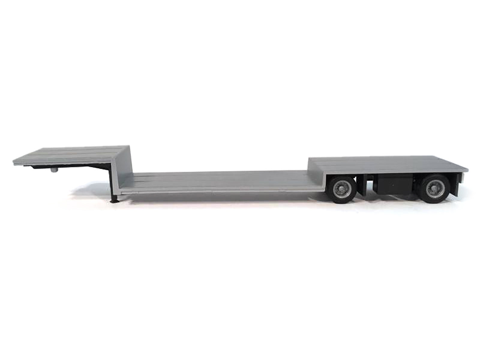 Spread Axle Double-Drop Flatbed Trailer Silver Top 1/87 (HO) Plastic Model by Promotex - image 2