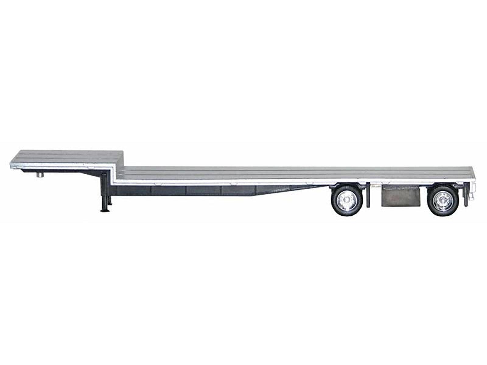 48ft Spread-Axle Drop Deck Trailer with Chrome Wheels and Silver Top 1/87 (HO) Plastic Model by Promotex - image 2