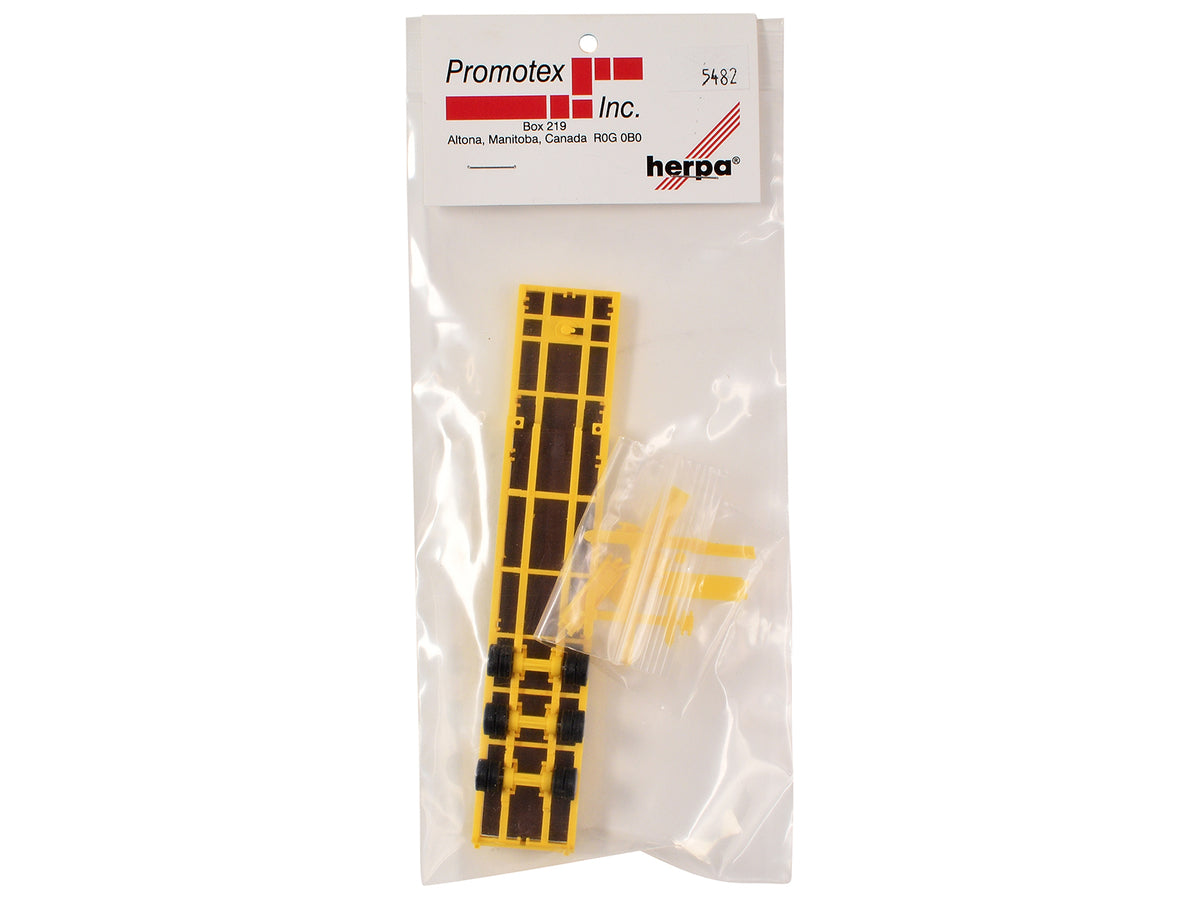 3-Axle Step Deck Equipment Trailer with Ramps Yellow 1/87 (HO) Plastic Model by Promotex - image 3