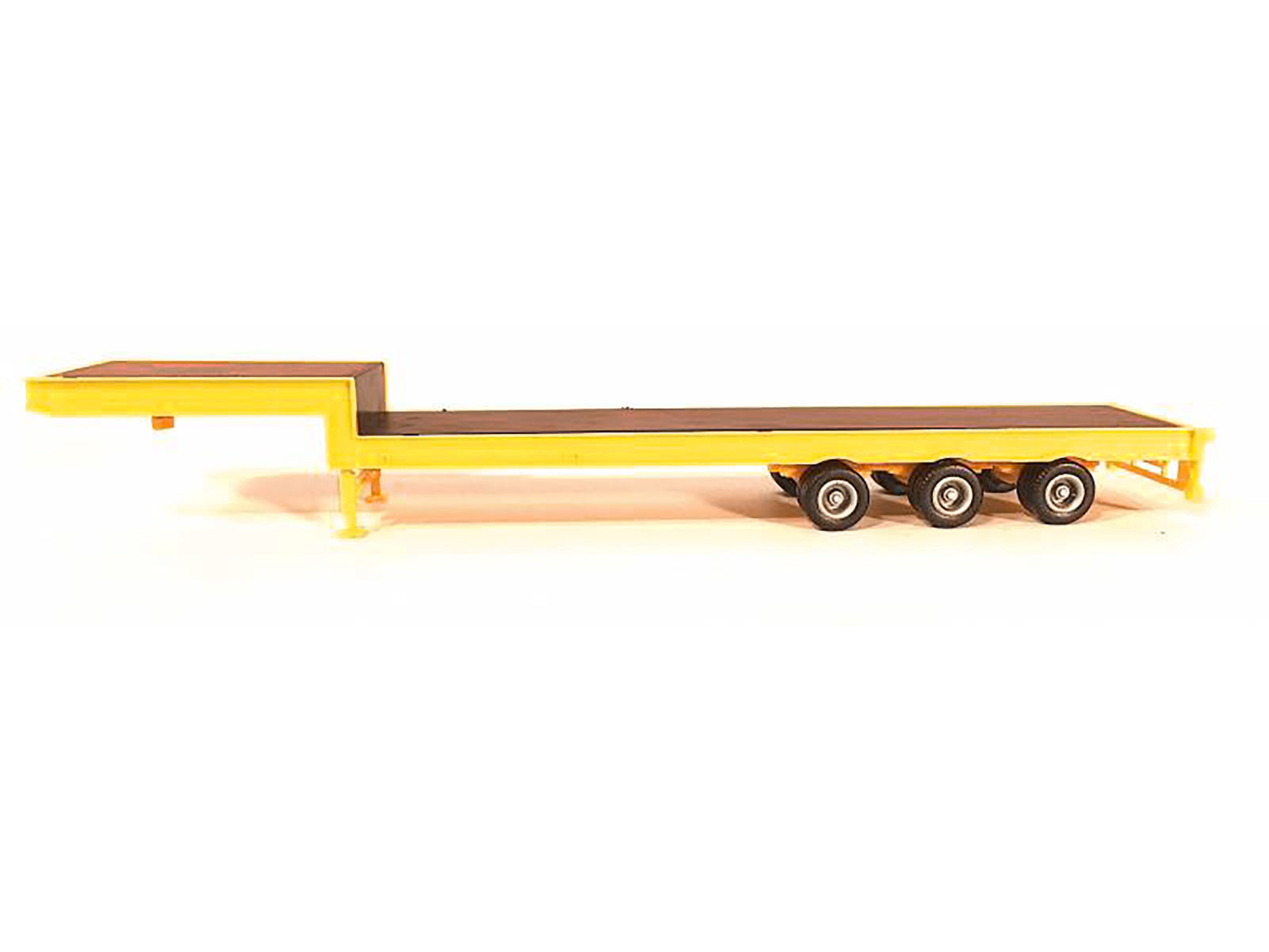 3-Axle Step Deck Equipment Trailer with Ramps Yellow 1/87 (HO) Plastic Model by Promotex - image 2