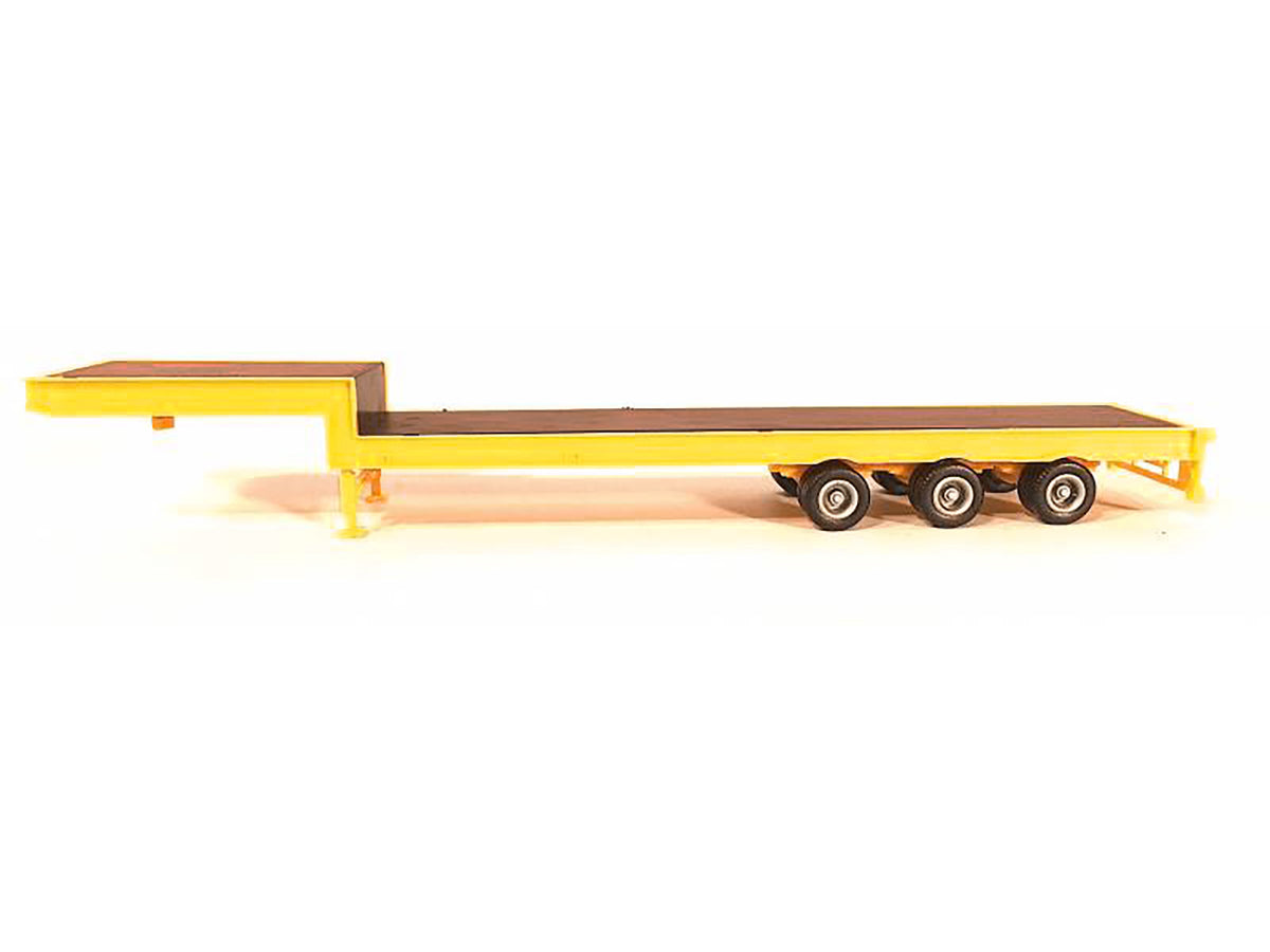 3-Axle Step Deck Equipment Trailer with Ramps Yellow 1/87 (HO) Plastic Model by Promotex - image 2