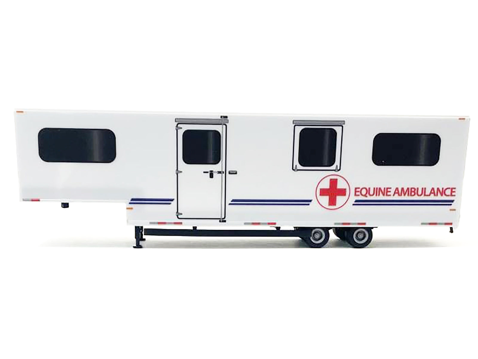 Equine Ambulance Trailer White with Blue Stripes 1/87 (HO) Plastic Model by Promotex - image 2