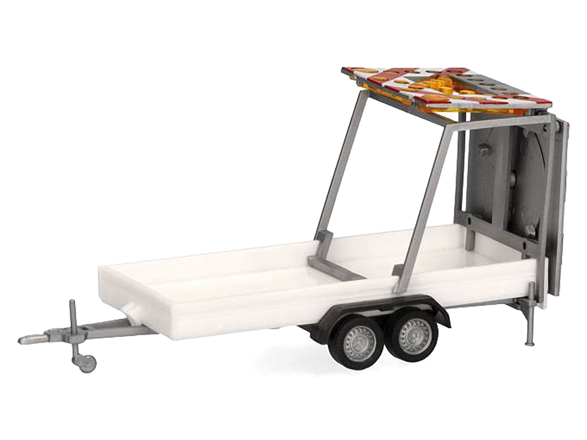 Road Maintenance Trailer White with Striped Top 1/87 (HO) Plastic Model by Promotex - image 2