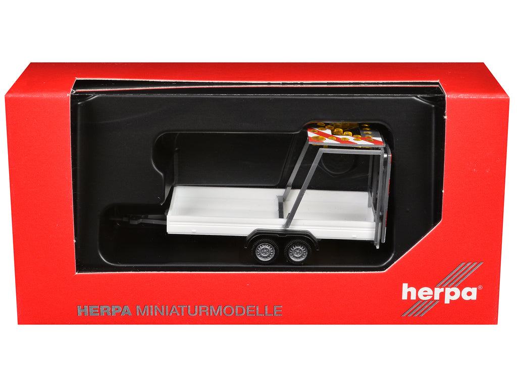 Road Maintenance Trailer White with Striped Top 1/87 (HO) Plastic Model by Promotex - image 3