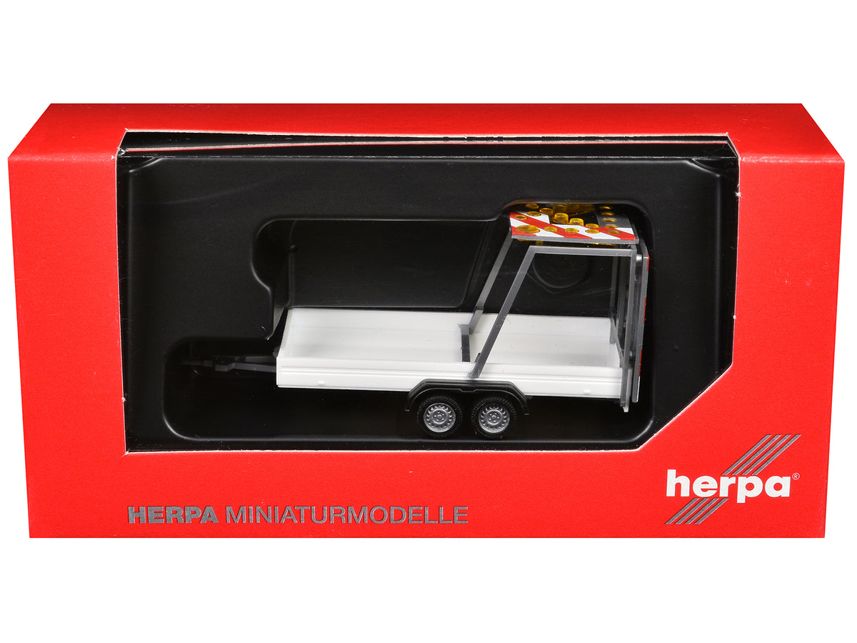 Road Maintenance Trailer White with Striped Top 1/87 (HO) Plastic Model by Promotex - image 3