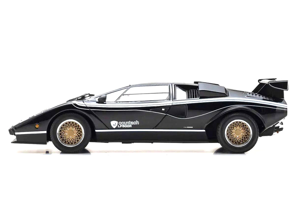 Lamborghini Countach LP 500R Black with White Interior 1/18 Diecast Model Car by Kyosho - image 4