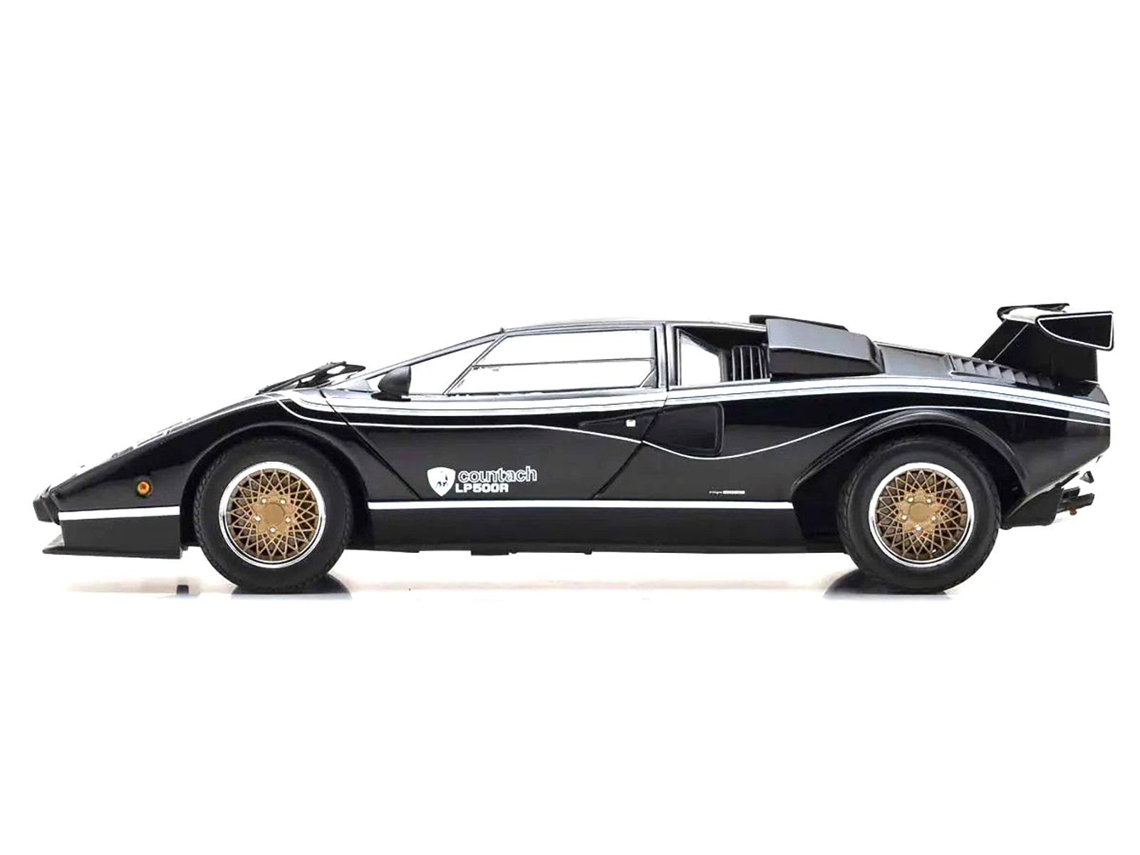 Lamborghini Countach LP 500R Black with White Interior 1/18 Diecast Model Car by Kyosho - image 4