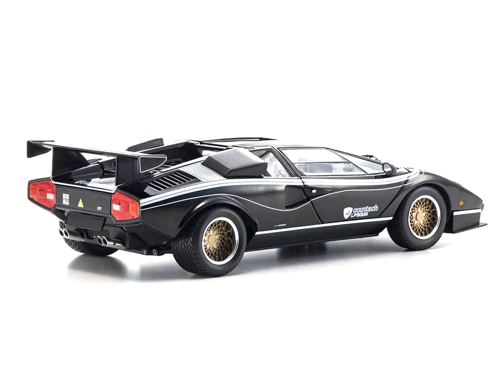 Lamborghini Countach LP 500R Black with White Interior 1/18 Diecast Model Car by Kyosho - image 5