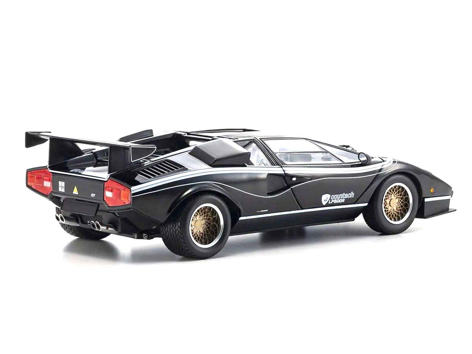 Lamborghini Countach LP 500R Black with White Interior 1/18 Diecast Model Car by Kyosho - image 5