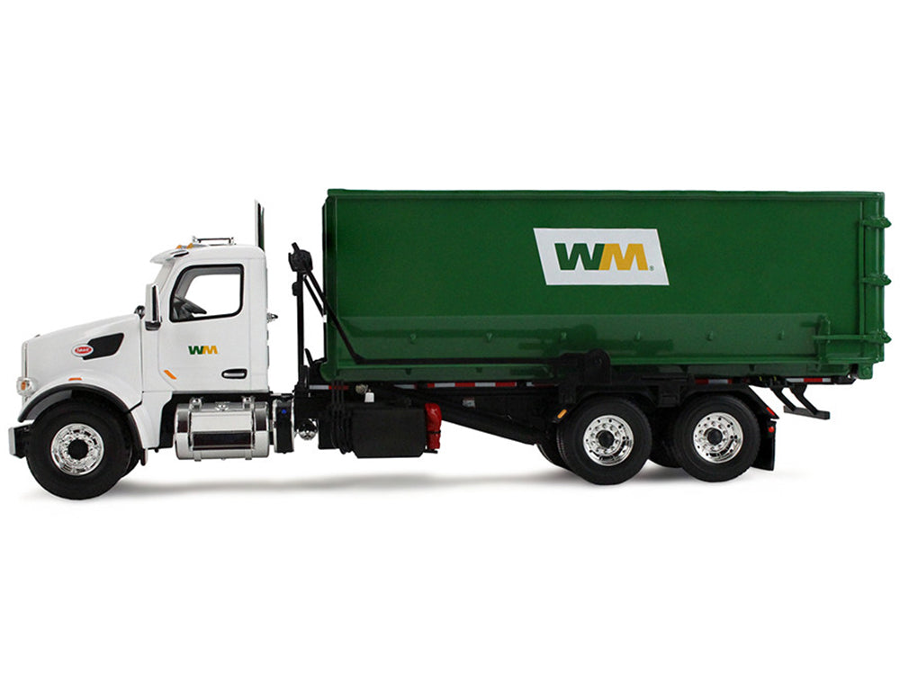 Peterbilt 567 Refuse Garbage Truck with 40 Yard Roll-Off Container "Waste Management" White and Green 1/34 Diecast Model by First Gear