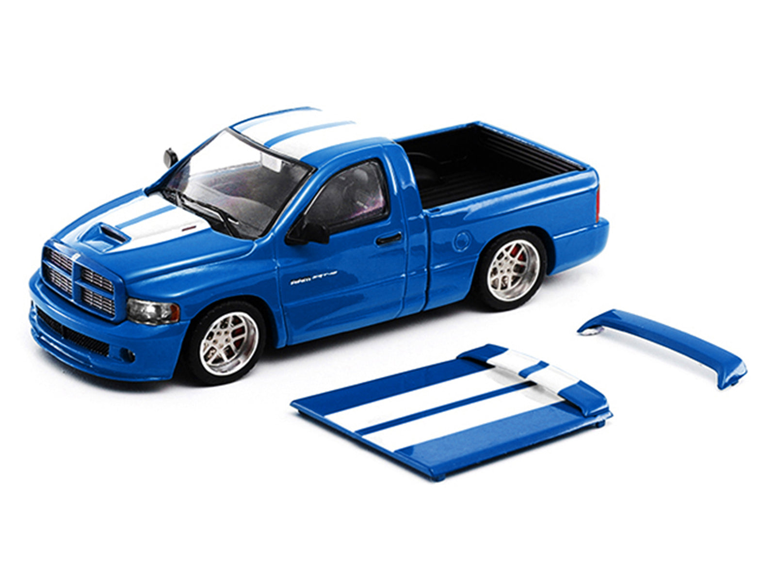 2003 Dodge Ram SRT-10 Pickup Truck Electric Blue Metallic with White Stripes 1/64 Diecast Model Car by Shoom64 Models - image 2