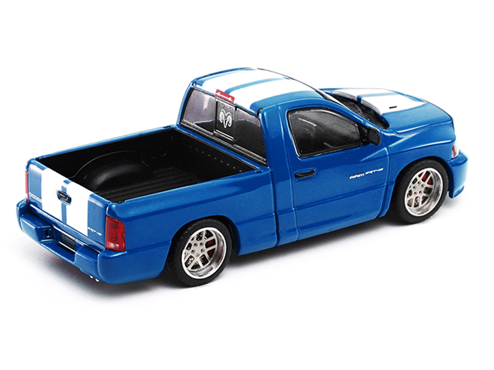 2003 Dodge Ram SRT-10 Pickup Truck Electric Blue Metallic with White Stripes 1/64 Diecast Model Car by Shoom64 Models - image 4