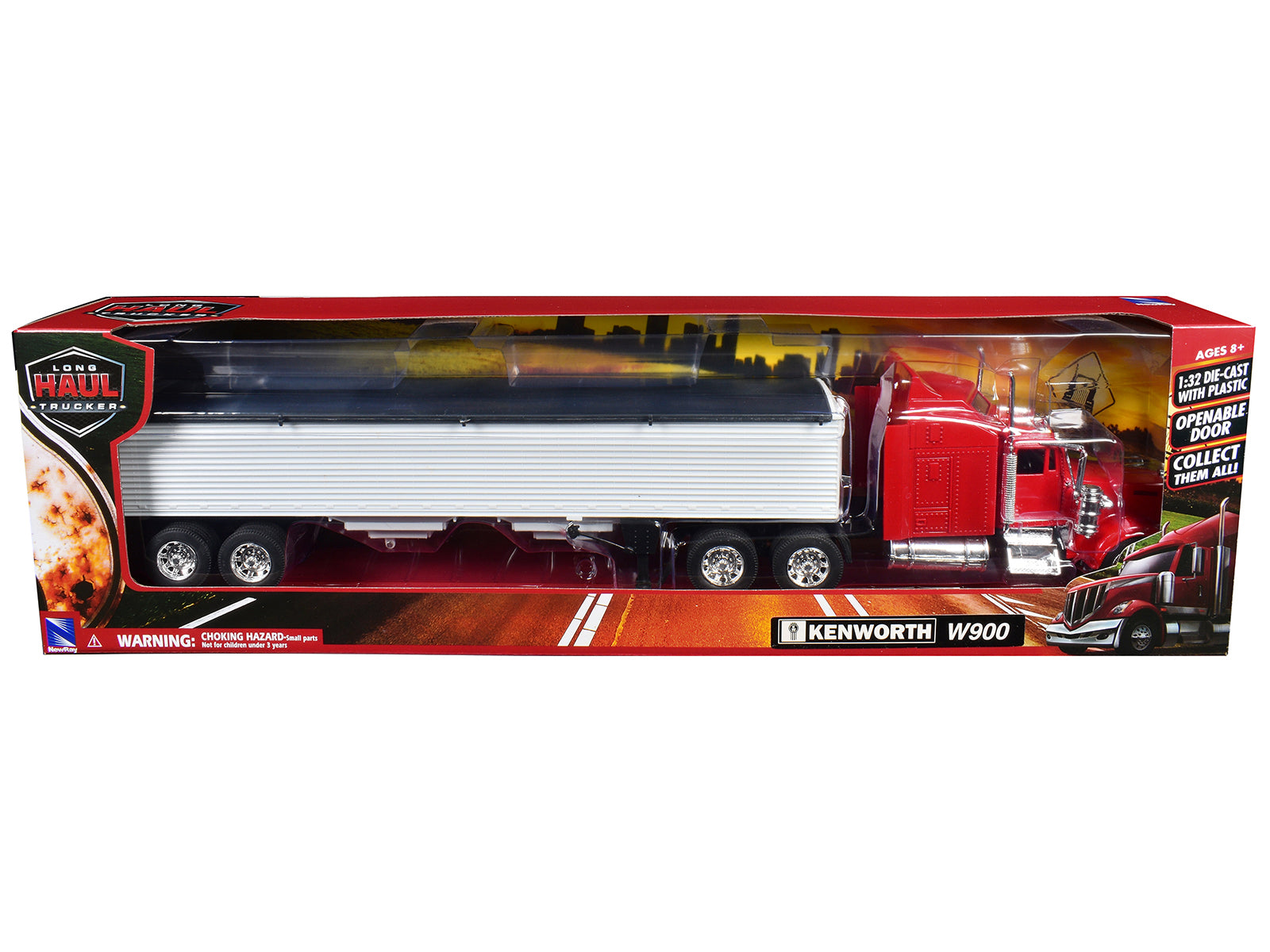 Kenworth W900 Grain Truck Red and White "Long Haul Truckers" Series 1/32 Diecast Model by New Ray - image 3