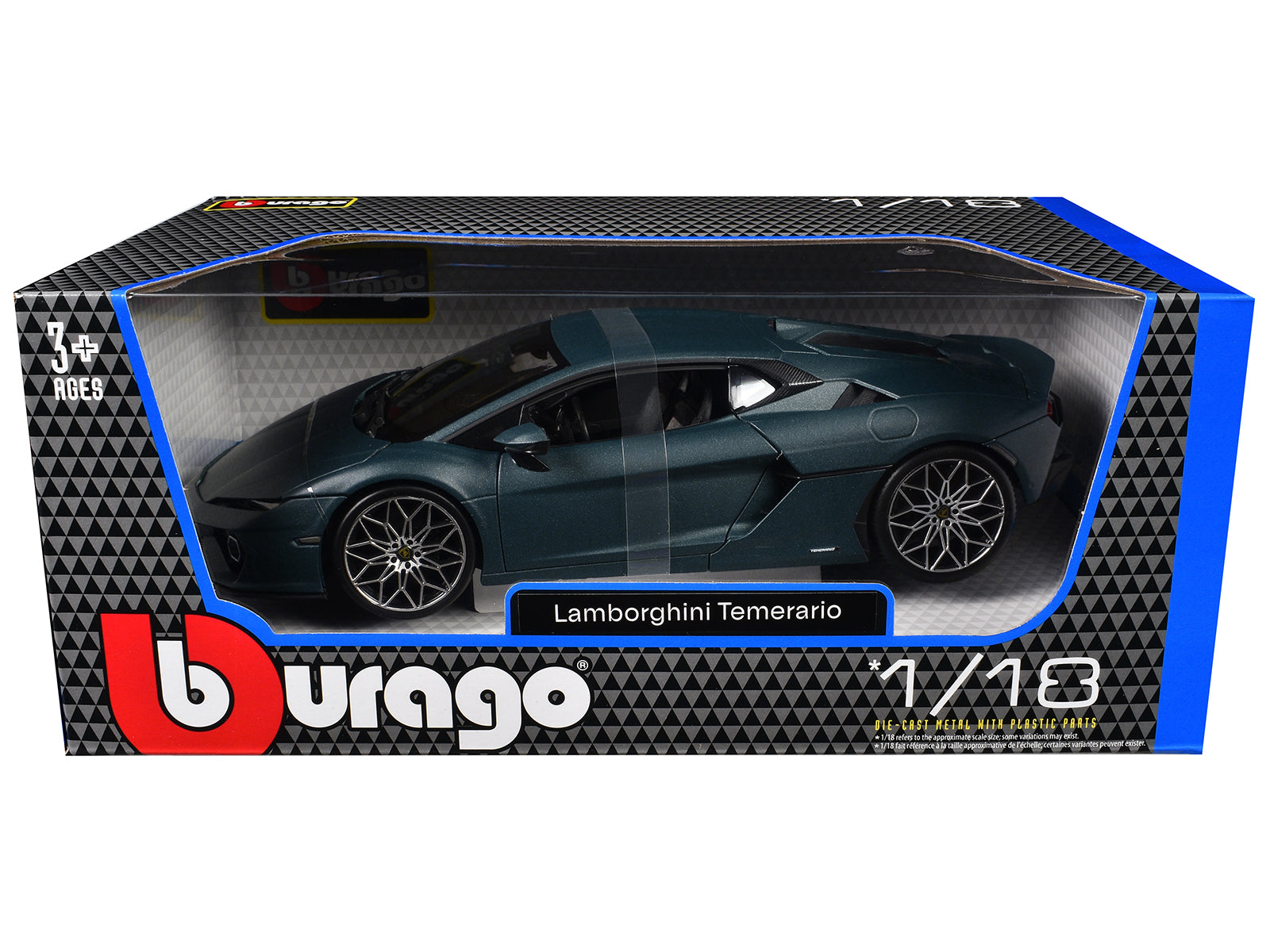 Lamborghini Temerario Matt Blue Metallic 1/18 Diecast Model Car by Bburago - image 3