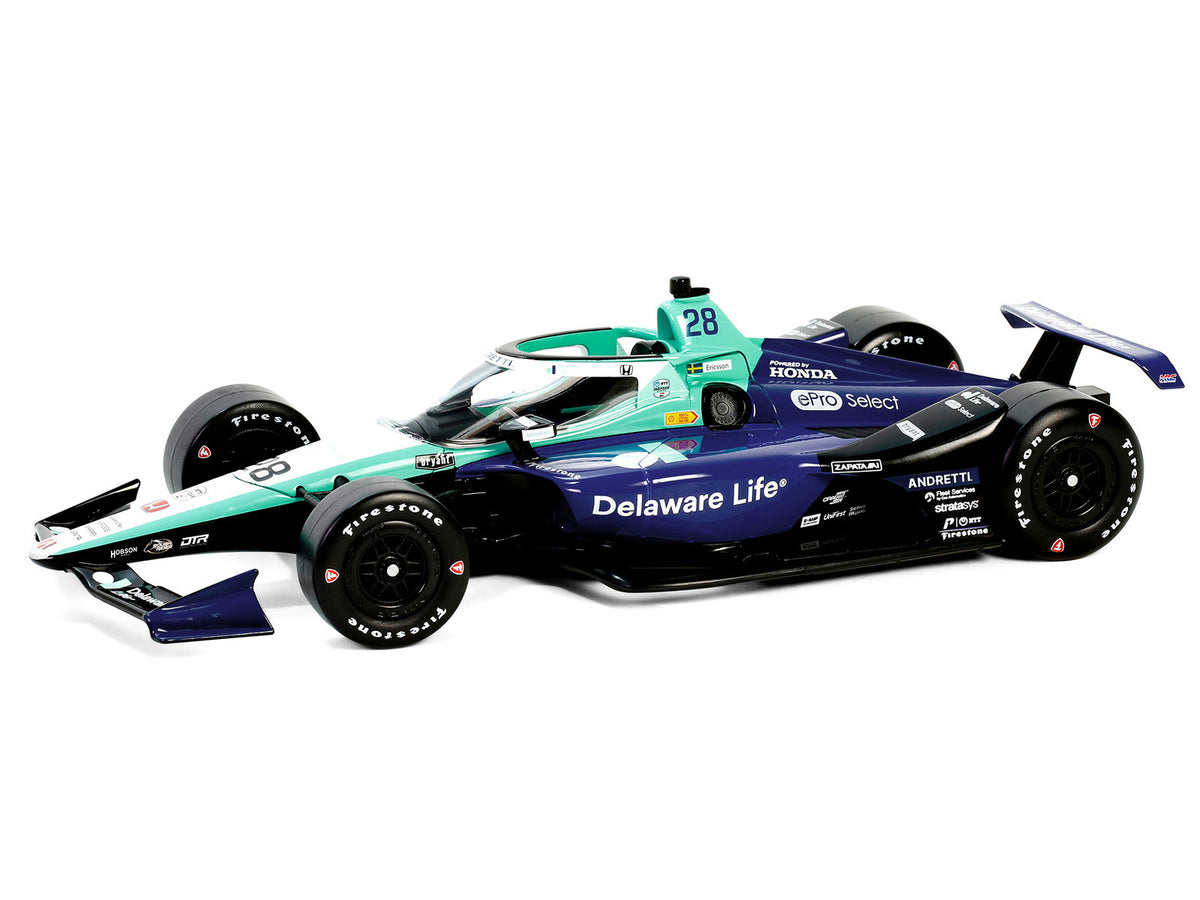 Dallara IndyCar #28 Marcus Ericsson "Delaware Life" Andretti Autosport "NTT IndyCar Series" (2024) 1/18 Diecast Model Car by Greenlight - image 2