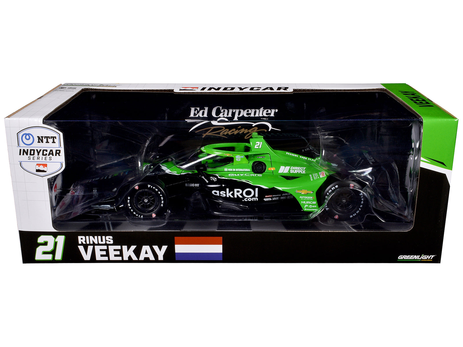 Dallara IndyCar #21 Rinus VeeKay "Risk On International" Ed Carpenter Racing "NTT IndyCar Series" (2024) 1/18 Diecast Model Car by Greenlight - image 3