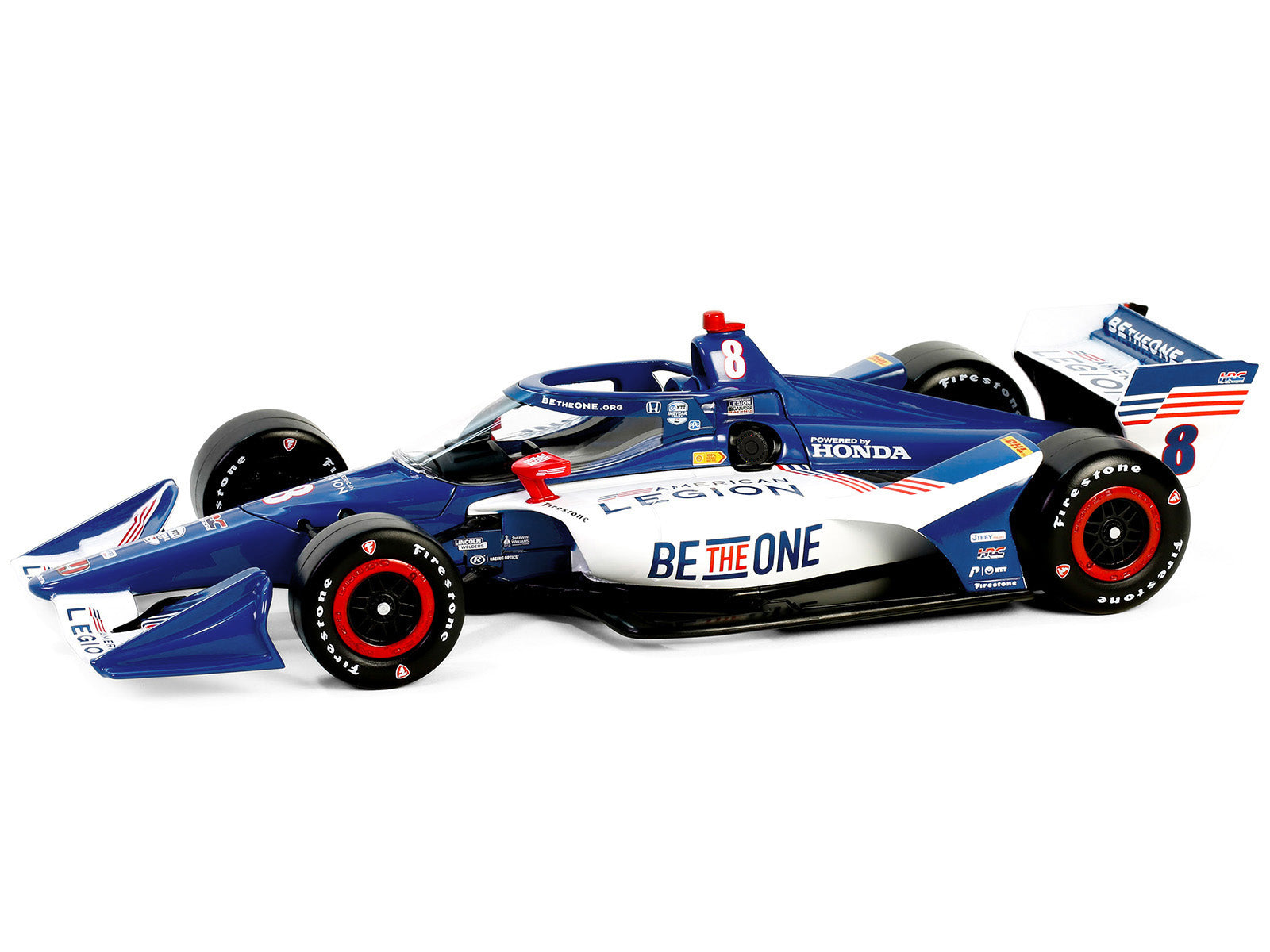 Dallara IndyCar #8 Linus Lundqvist "The American Legion" Chip Ganassi Racing (Road Course Configuration) "NTT IndyCar Series" (2024) 1/18 Diecast Model Car by Greenlight - image 2