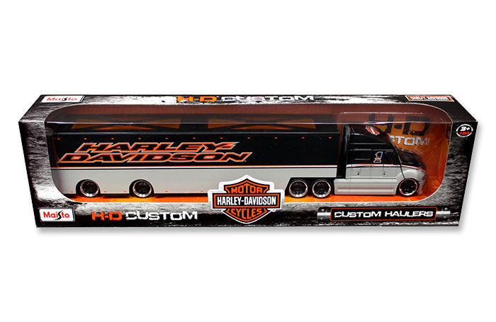 Harley Davidson Custom Hauler Trailer Gray with Graphics "Custom Haulers" 1/64 Diecast Model by Maisto