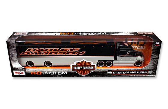 Harley Davidson Custom Hauler Trailer Gray with Graphics "Custom Haulers" 1/64 Diecast Model by Maisto