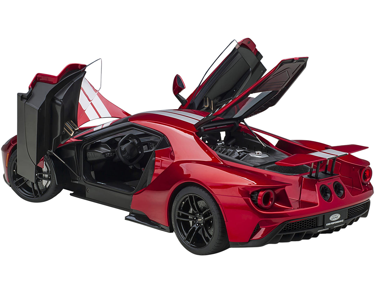 2017 Ford GT Liquid Red Metallic with Silver Stripes 1/12 Model Car by Autoart - image 2
