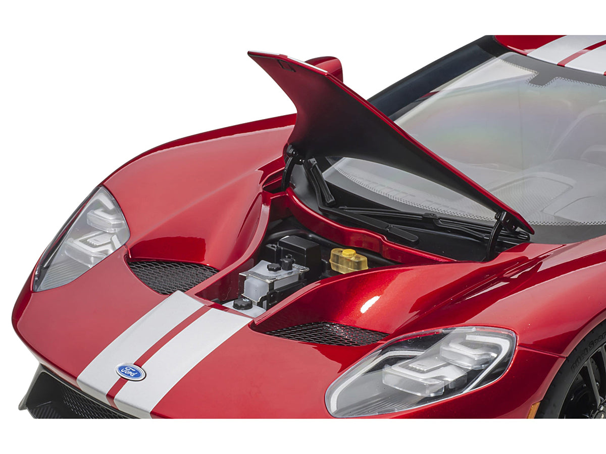 2017 Ford GT Liquid Red Metallic with Silver Stripes 1/12 Model Car by Autoart - image 3