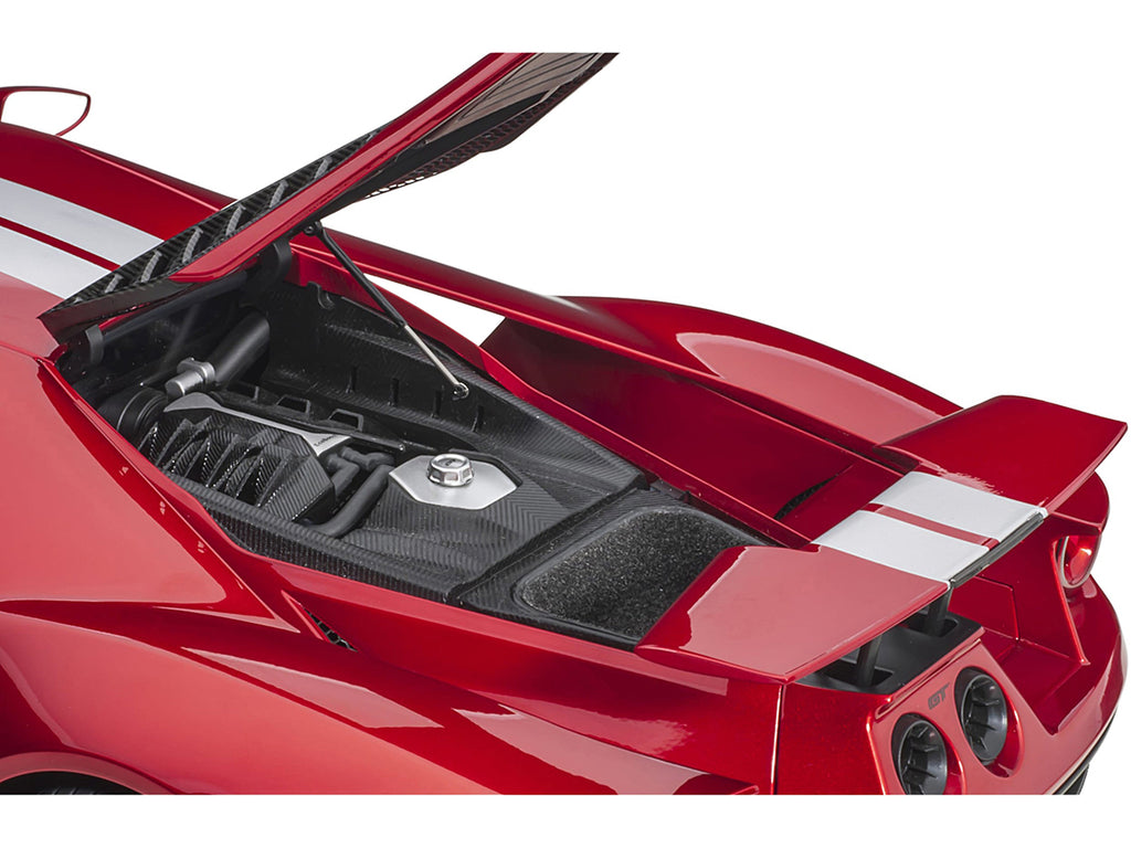 2017 Ford GT Liquid Red Metallic with Silver Stripes 1/12 Model Car by Autoart - image 5