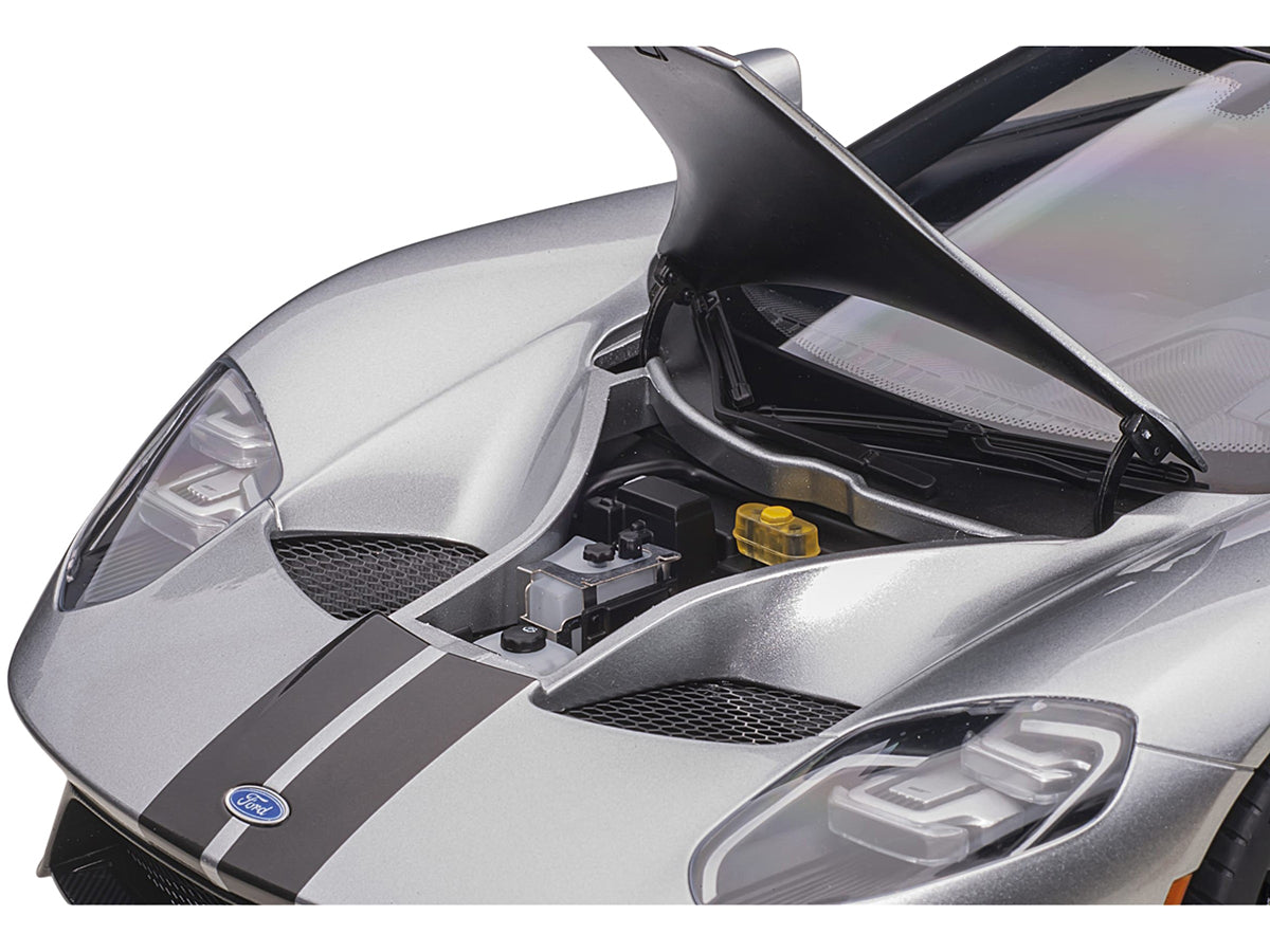 2017 Ford GT Ingot Silver Metallic with Black Stripes 1/12 Model Car by Autoart - image 3