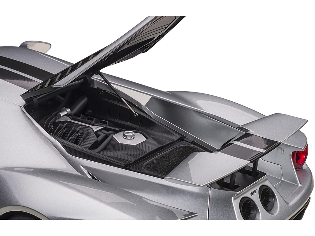 2017 Ford GT Ingot Silver Metallic with Black Stripes 1/12 Model Car by Autoart - image 5