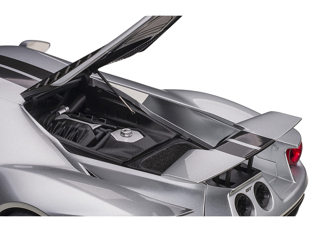 2017 Ford GT Ingot Silver Metallic with Black Stripes 1/12 Model Car by Autoart - image 5