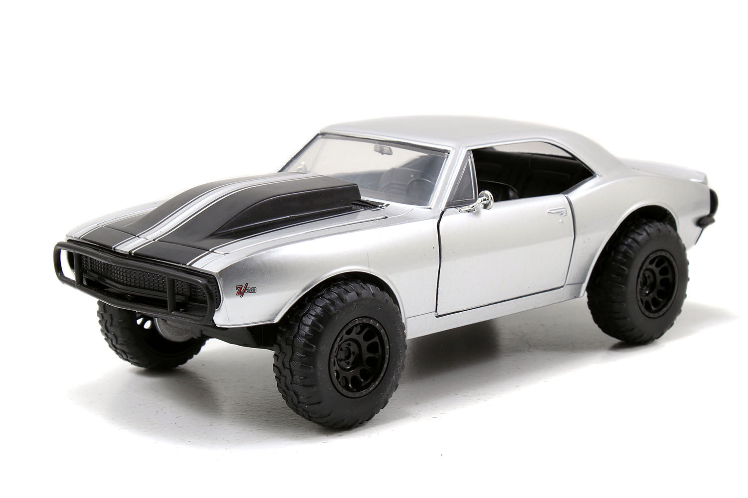 Roman's Chevrolet Camaro Z/28 Silver "Fast & Furious 7" Movie 1/24 Diecast Model Car by Jada - image 2