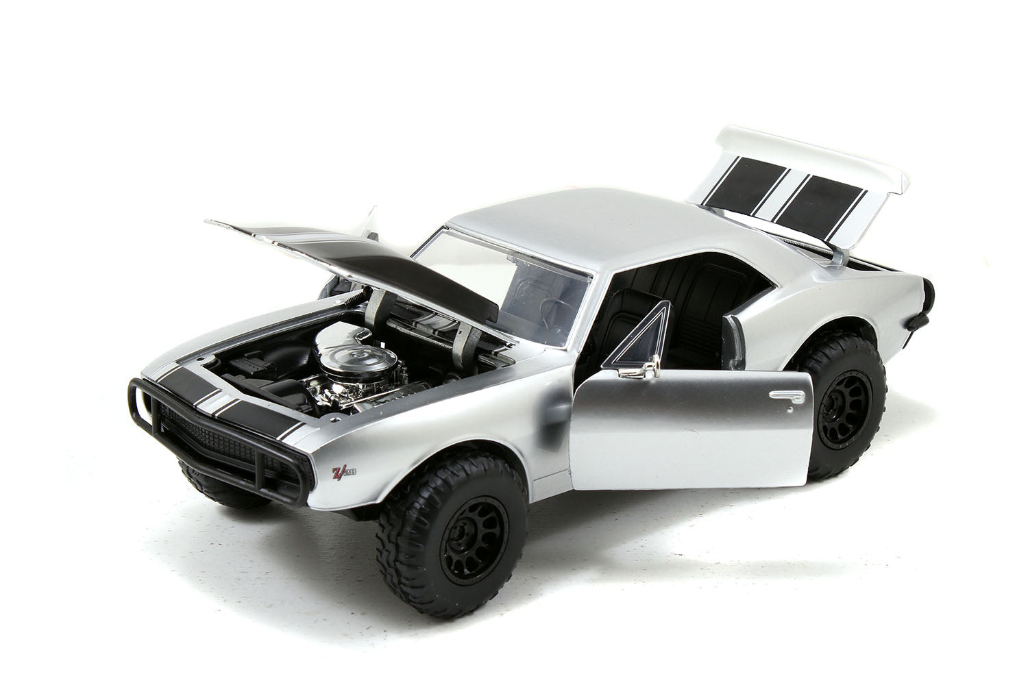 Roman's Chevrolet Camaro Z/28 Silver "Fast & Furious 7" Movie 1/24 Diecast Model Car by Jada - image 3