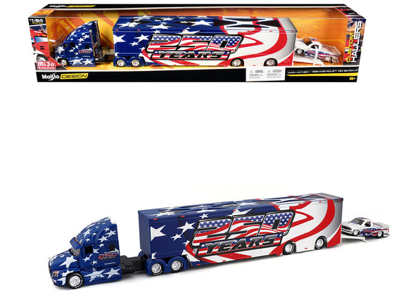 Mack Anthem "USA 250 Years" + 1993 Chevrolet 454 SS Pickup 1/64 Custom Haulers Diecast Set by Maisto