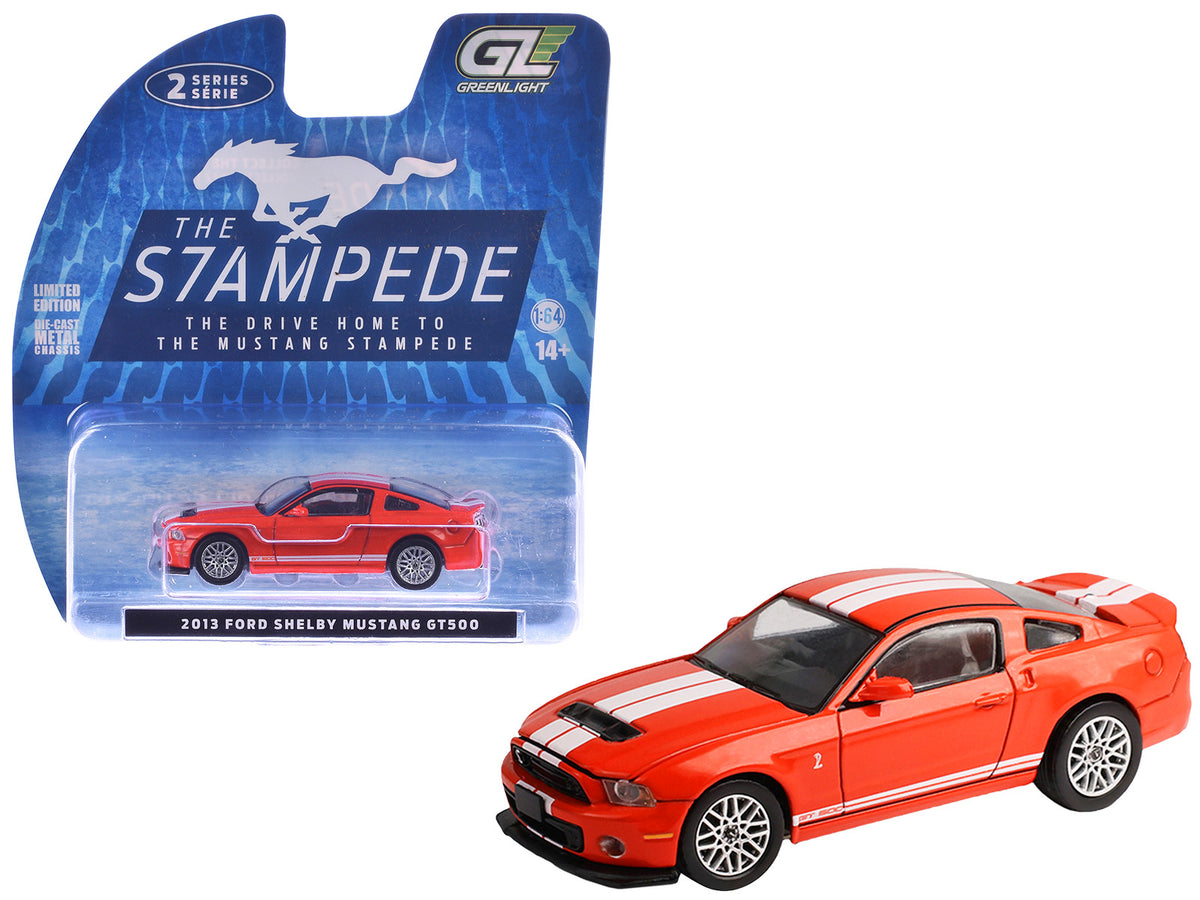 2013 Ford Shelby Mustang GT500 Race Red with White Stripes "Stampede" Series 2 1/64 Diecast Model Car by Greenlight