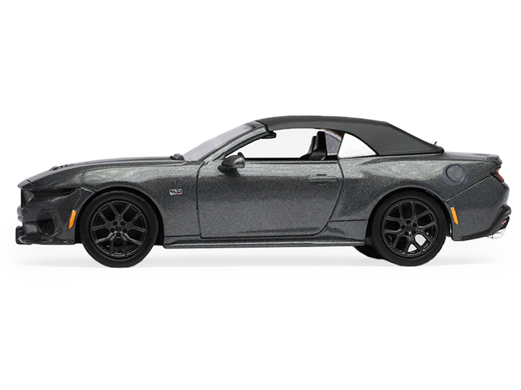 2024 Ford Mustang GT 5.0 Convertible Dark Matter Gray Metallic with Black Soft Top "Stampede" Series 2 1/64 Diecast Model Car by Greenlight