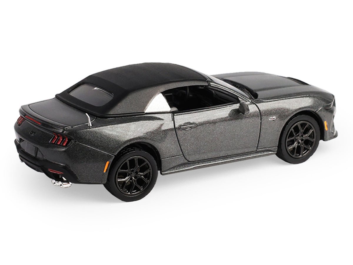 2024 Ford Mustang GT 5.0 Convertible Dark Matter Gray Metallic with Black Soft Top "Stampede" Series 2 1/64 Diecast Model Car by Greenlight