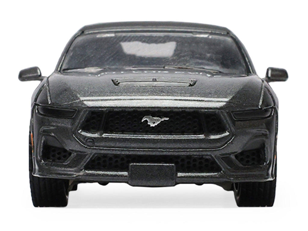 2024 Ford Mustang GT 5.0 Convertible Dark Matter Gray Metallic with Black Soft Top "Stampede" Series 2 1/64 Diecast Model Car by Greenlight