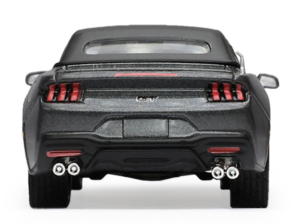 2024 Ford Mustang GT 5.0 Convertible Dark Matter Gray Metallic with Black Soft Top "Stampede" Series 2 1/64 Diecast Model Car by Greenlight