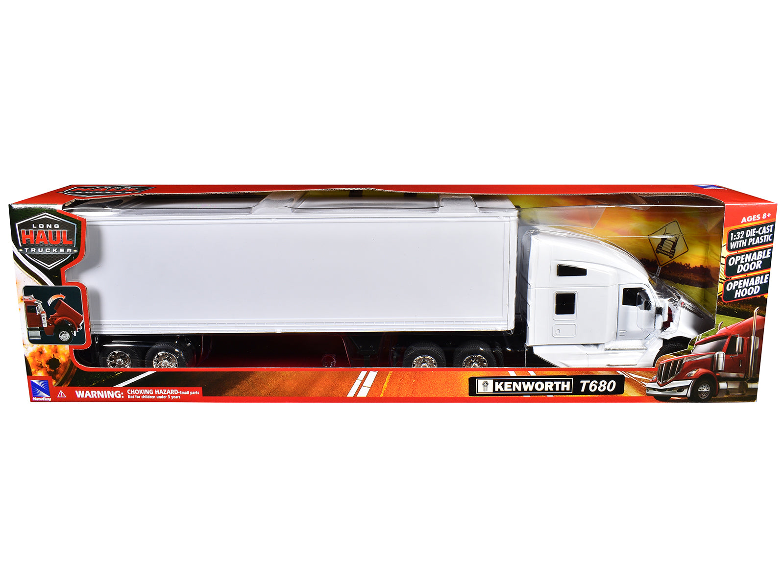 Kenworth T680 Truck White with Dry Van Trailer White "Long Haul Trucker" Series 1/32 Diecast Model by New Ray - image 3