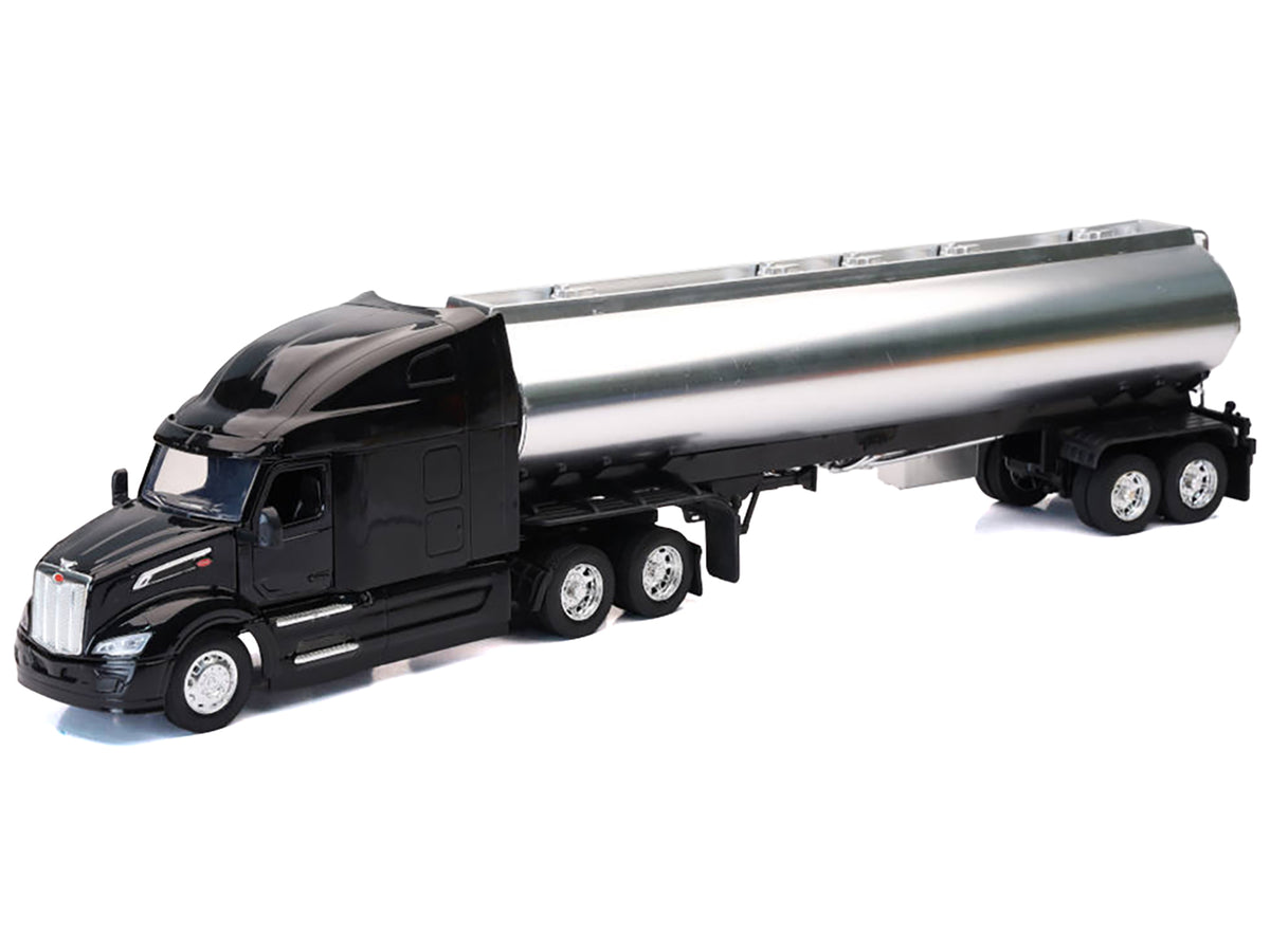 Peterbilt 579 Truck Black with Tanker Trailer Silver "Long Haul Truckers" Series 1/32 Diecast Model by New Ray - image 2