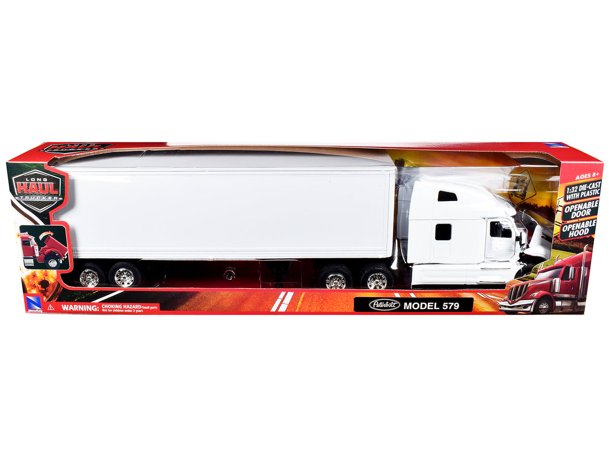 Peterbilt 579 Truck White with Dry Goods Trailer White "Long Haul Truckers" Series 1/32 Diecast Model by New Ray - image 3