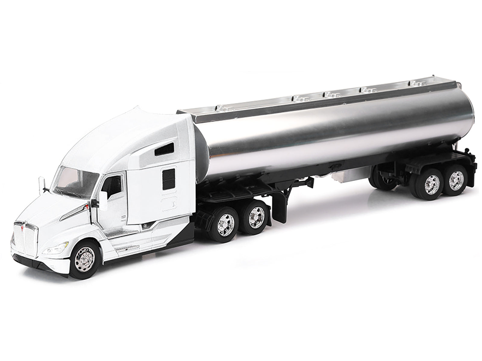 Kenworth T680 Truck White with Oil Tanker Trailer Chrome "Long Haul Trucker" Series 1/32 Diecast Model by New Ray - image 2