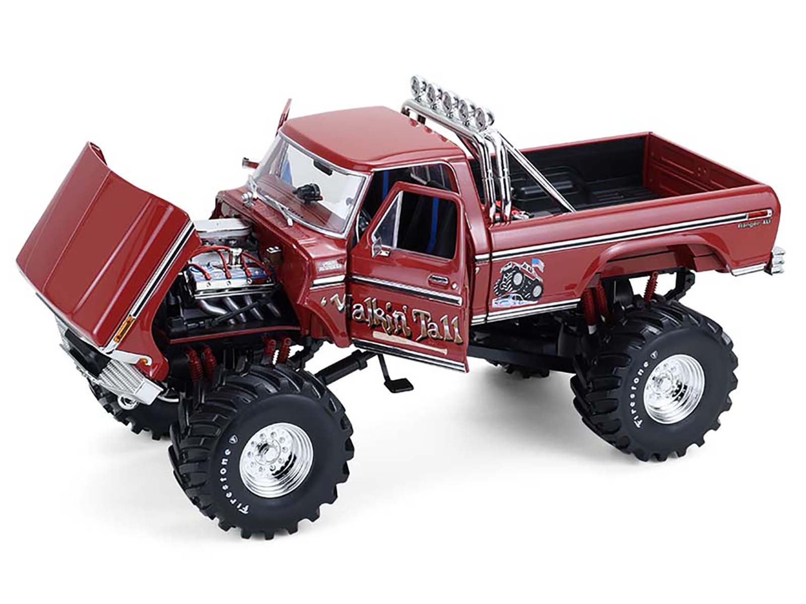 1979 Ford F-250 Monster Truck with 48-Inch Tires "Walkin' Tall" Red "Kings of Crunch" Series 1/18 Diecast Model Car by Greenlight - image 3