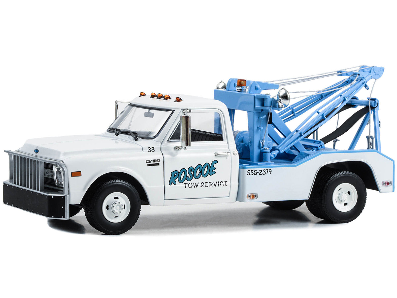 1969 Chevrolet C-30 Dually Wrecker Tow Truck "Roscoe Tow Service" White "Starsky and Hutch" (1975-1979) TV Series 1/18 Diecast Model Car by Greenlight - image 2