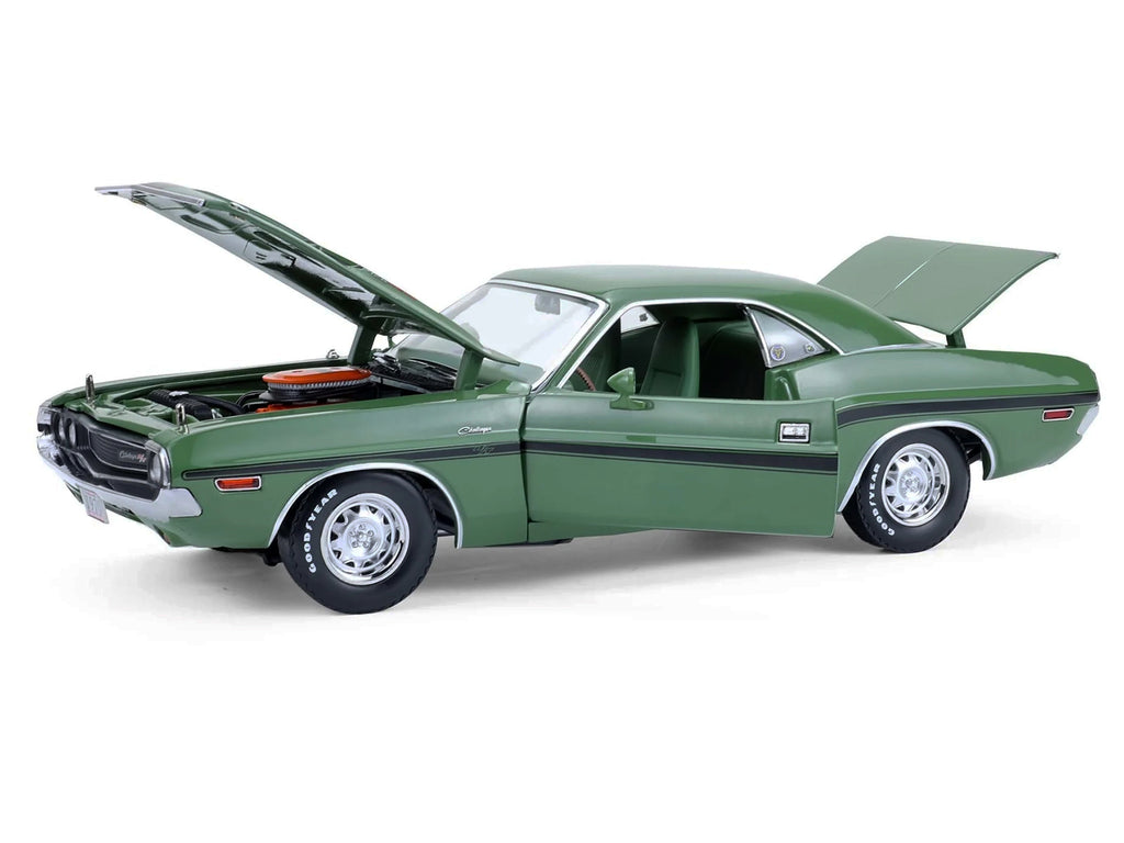 1970 Dodge Challenger R/T Hemi F8 Green with Black Stripes and Green Interior "Mr. Norm's Challenger" 1/18 Diecast Model Car by Greenlight - image 2