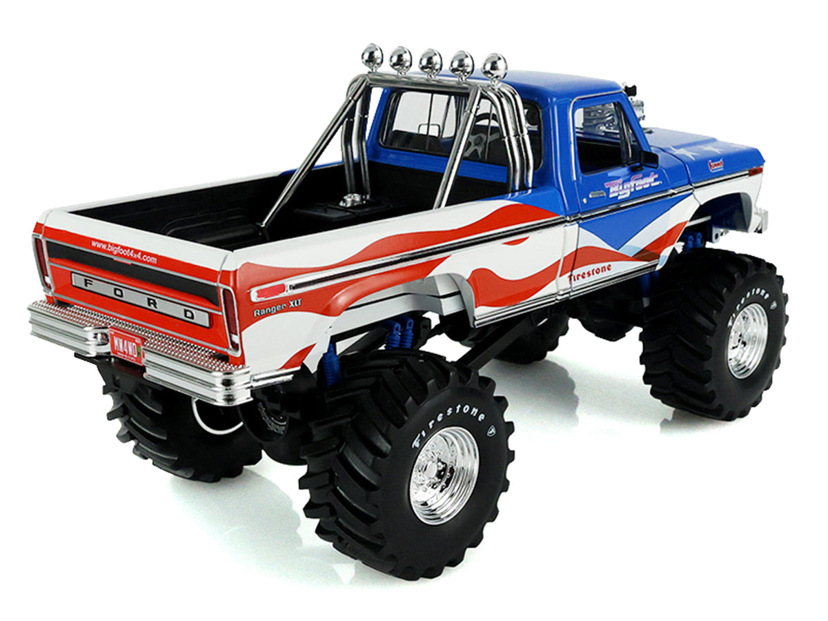 1979 Ford F-250 Monster Truck "Bigfoot USA 250 Tribute" Blue with USA Flag Graphics and Bob Chandler Standing Figure "Kings of Crunch" Series 1/18 Diecast Model Car by Greenlight - image 5