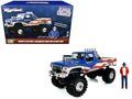 1979 Ford F-250 Monster Truck "Bigfoot USA 250 Tribute" Blue with USA Flag Graphics and Bob Chandler Standing Figure "Kings of Crunch" Series 1/18 Diecast Model Car by Greenlight