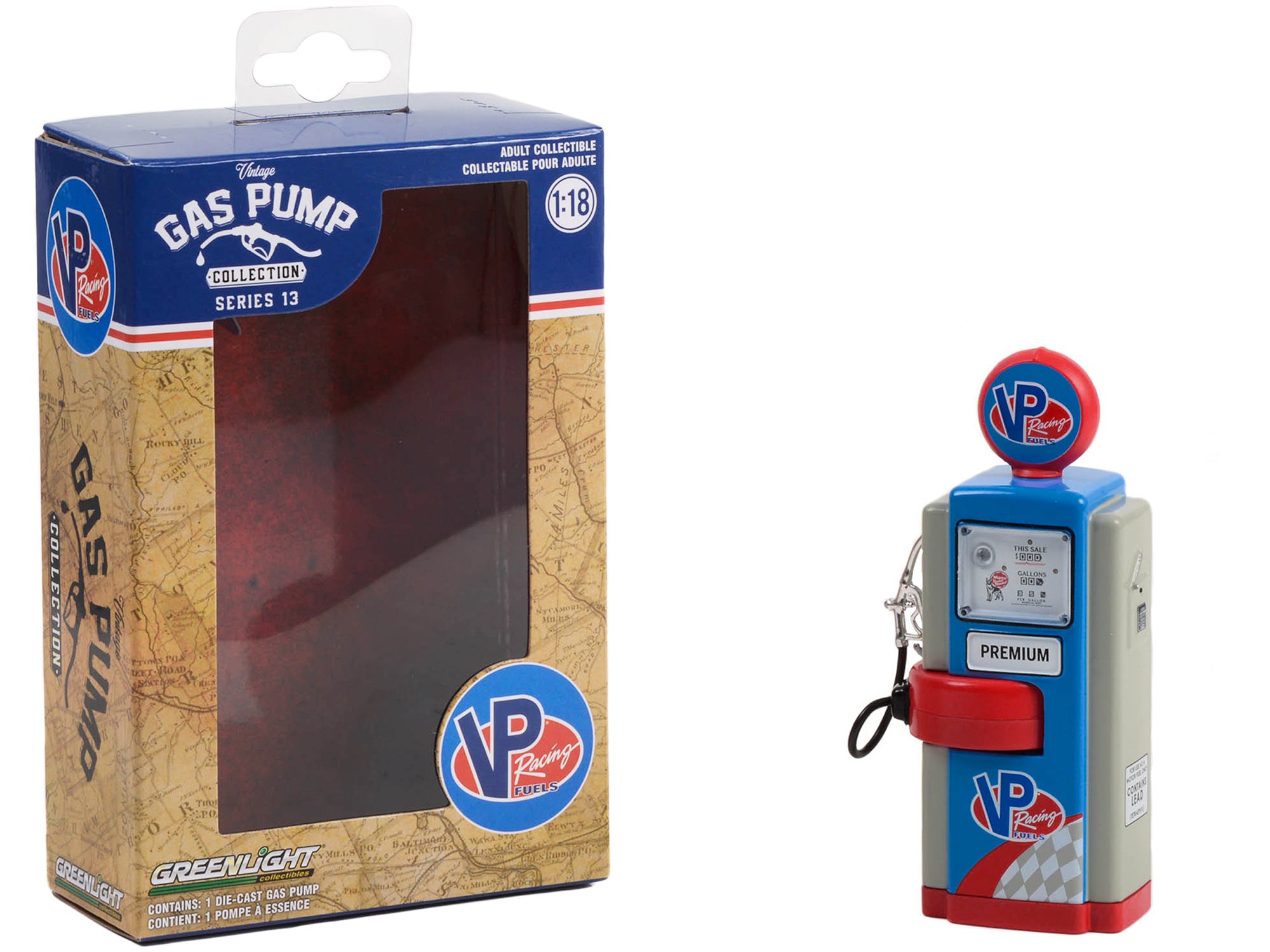 1948 Wayne 100-A Gas Pump "VP Racing Fuels" Blue and Gray "Vintage Gas Pumps" Series 13 1/18 Diecast Model by Greenlight - image 2